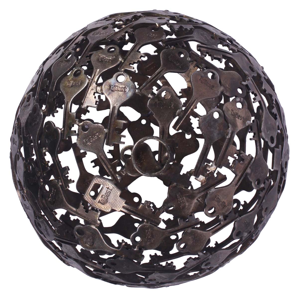 6” Casted Iron-Keys Ball - Copper Color - Decorative Art / Rustic-Look Decor / Gifts from India - Buy in Bulk Wholesale